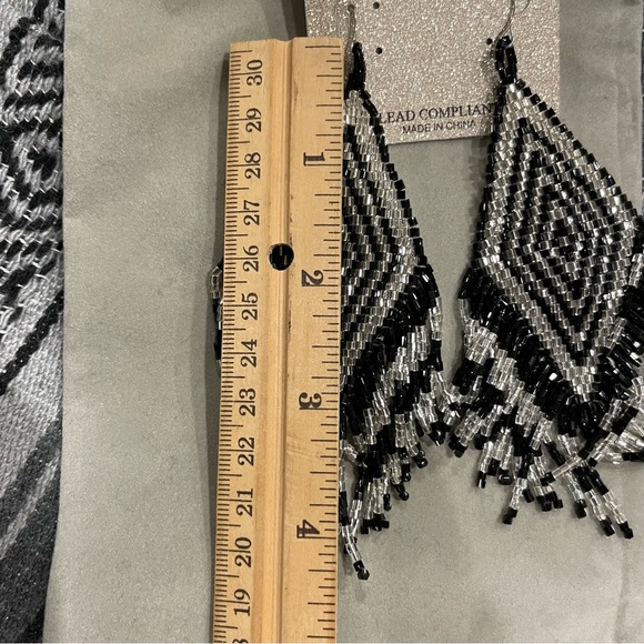 Natasha Beaded Tassel Drop Earrings - Picture 4 of 4